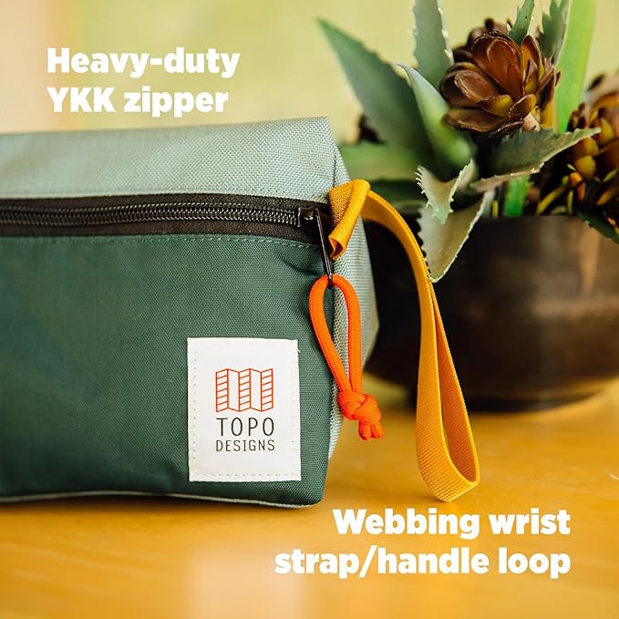 Topo Designs Dopp Kit - Travel Bag for Personal Care Essentials, Self Standing Triangular Shape, Fully Lined for Easy Cleaning, Recycled Nylon (Beetle/Spice) - Image 4