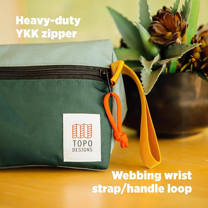 Topo Designs Dopp Kit - Travel Bag for Personal Care Essentials, Self Standing Triangular Shape, Fully Lined for Easy Cleaning, Recycled Nylon (Desert Palm/Sahara) - Image 4