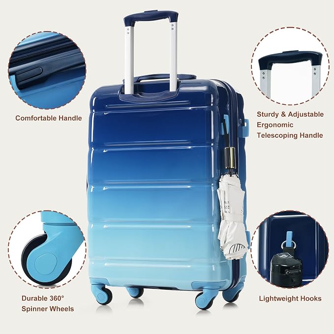 Luggage 3 Piece Hardside Luggage Sets Spinner Wheel Suitcases - Image 3