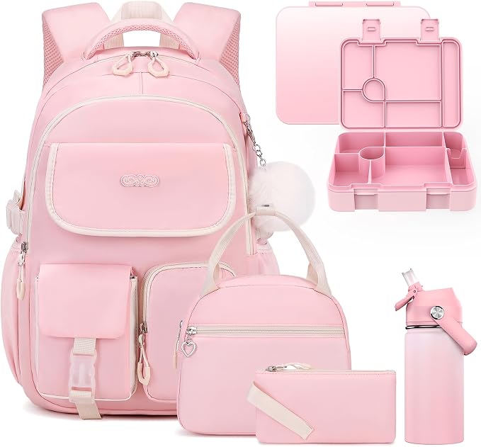 DIGOBAY Backpacks for Girls, 12PCS School Backpack with 43OZ Bento Box 14OZ Water Bottle Lunch Bag Pencil Pouch for Teen Girl Kids Elementary Primary Middle High College Travel School bag Bookbag Set by DIGOBAY