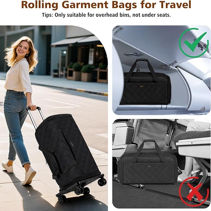 Rolling Garment Bags for Travel - Carry on Convertible Garment Duffle Bags with Wheels for Men Women, 4 in 1 Large Travel Duffel Bags with Shoes Compartment Hanging Suit Dress Weekender Bag 4pcs Set - Image 5