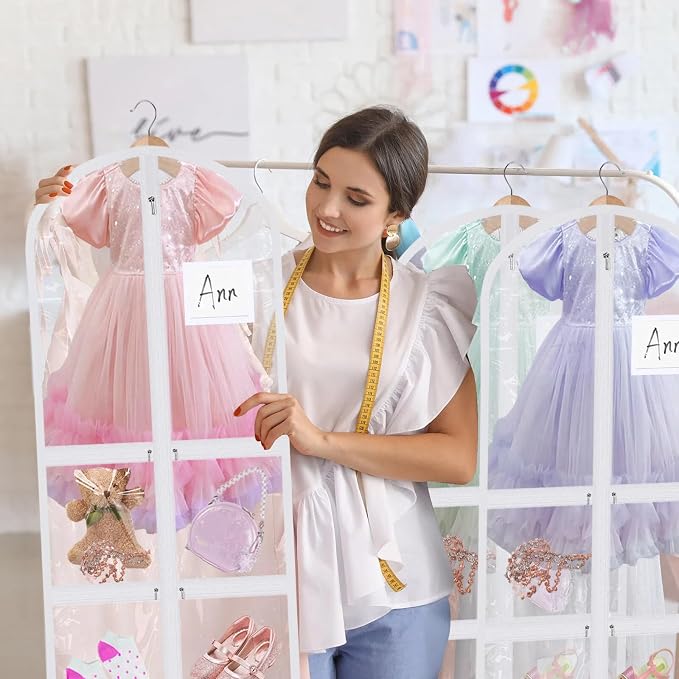 Geelin 14 Pcs Garment Bags for Dance Costumes PVC Clear with Zippers 20 x 40 Inch Garment Bag with Pockets Dance Costume Organizer Carrier for Storage Cover for Adult(Translucent White) - Image 6