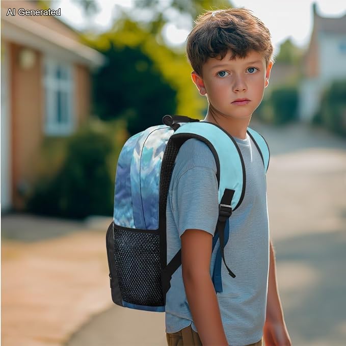 Blue Shark School Bags for Boys 7-10 Kids Backpack and Lunch Box Set for Elementary Preschool Student with Zipper Pencil Case Water Bottle Sleeve Lightweight Bookbags School Supplies - Image 3