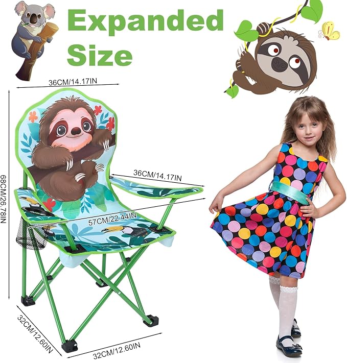 KABOER Kids Outdoor Folding Camping Chair with Cup Holder Carrying Bag | Portable Camping Chair for Beach Picnic Camping Travel Lawn Ages 3-10 - Image 2