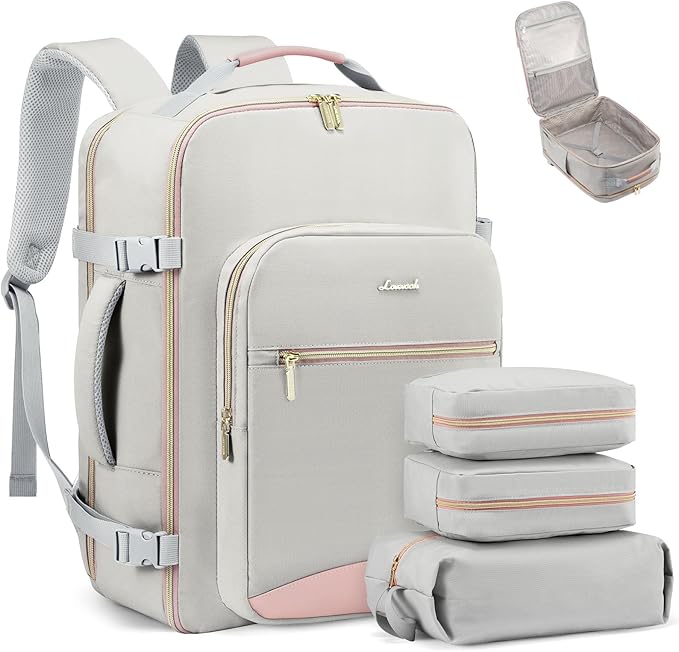 LOVEVOOK 50L Travel Backpack Flight Approved Carry on Backpack,3 Packing Cubes,Waterproof Personal Item Travel Bag,TSA Carry on Luggage Suitcase Travel Essentials,Gifts for Women & Men,fits 18" Laptop by LOVEVOOK