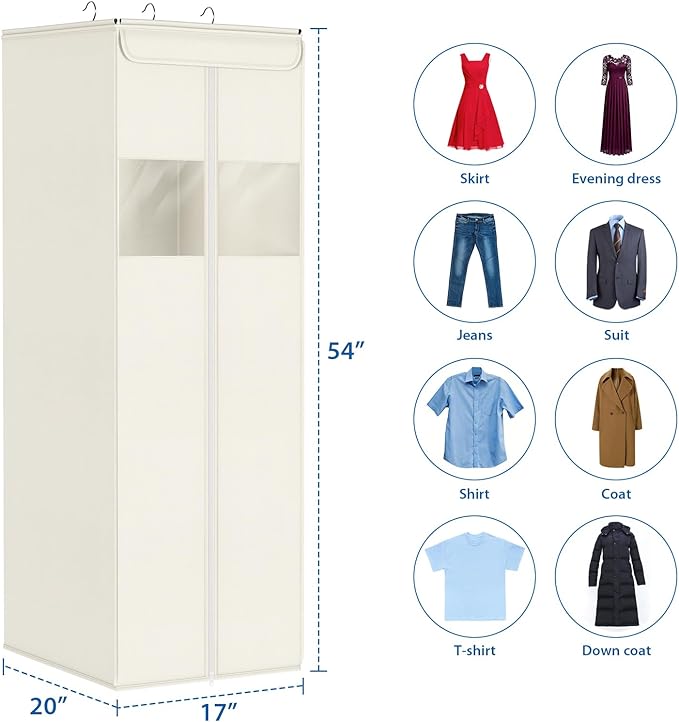 Zilink Large Hanging Garment Bag 54" Garment Bags for Hanging Clothes with Clear Window Space Saving Garment Bags for Storage with Built-in Metal Hanging Rod for Suits, Coats, Dresses - Image 3