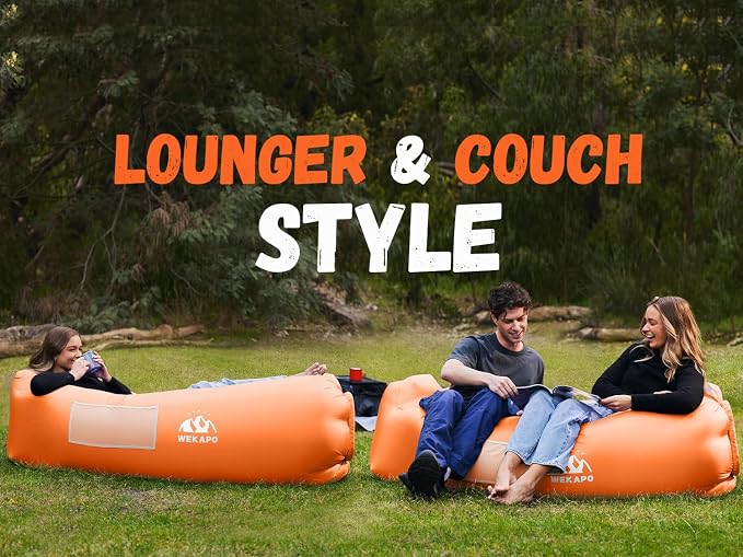 WEKAPO Inflatable Couch Air Lounger Chair - Camping & Beach Accessories, Portable Blow up Sofa for Hiking, Lawn, Indoor/Outdoor Movies & Music Festivals. Lightweight and Easy to Set Up Air Hammock - Image 7