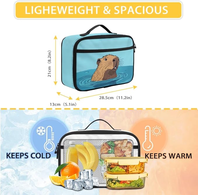 Capybara School Backpack with Lunchbox, 3-in-1, Boys Backpack 6-8 Kids Elementary School Bag Lunch Bag Cute 1st Grade Bookbag Lunch Box Set 17 Inch Large Capacity Bookbags - Image 4