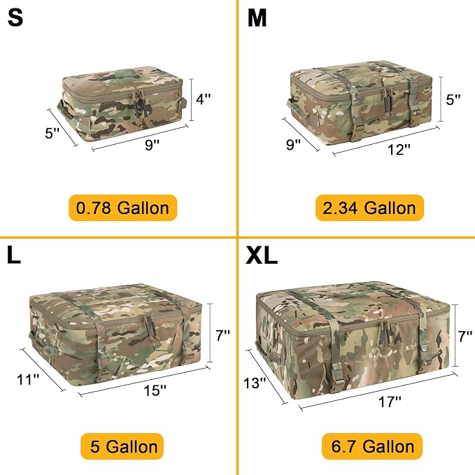 PETAC GEAR 4 PCS Tactical Modular Packing Cubes with Waterproof Material, Large Capacity Storage Bag, Easy Clean Outdoor Travel Organize Storage Pouches Bags (MC) - Image 3