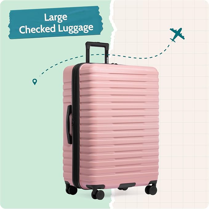 U.S. Traveler Boren Expandable Hardside Rugged Travel Luggage with 8 Spinner Wheels, Rose Pink, Checked-Large 30-Inch - Image 5