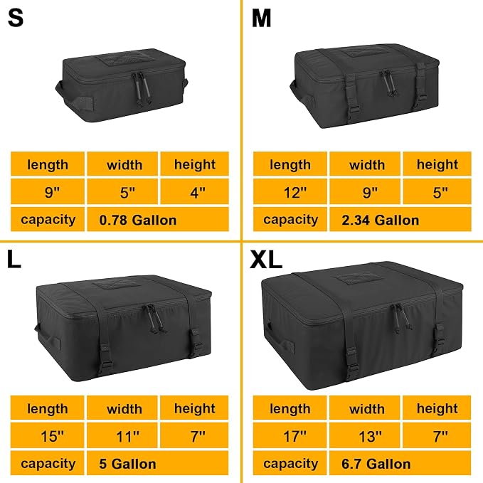 PETAC GEAR 4 PCS Tactical Modular Packing Cubes with Waterproof Material, Large Capacity Storage Bag, Easy Clean Outdoor Travel Organize Storage Pouches Bags (BK) - Image 3