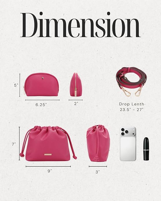 Mali+Lili Lola Beauty Bag Duo, Makeup Bag Travel Cosmetic Bag Set of 2, Vegan Leather Purse Crossbody Bags for Women and Girls, Cute Makeup Pouch, Travel Pouch, Crossbody Purses for Women | Duo - Image 3