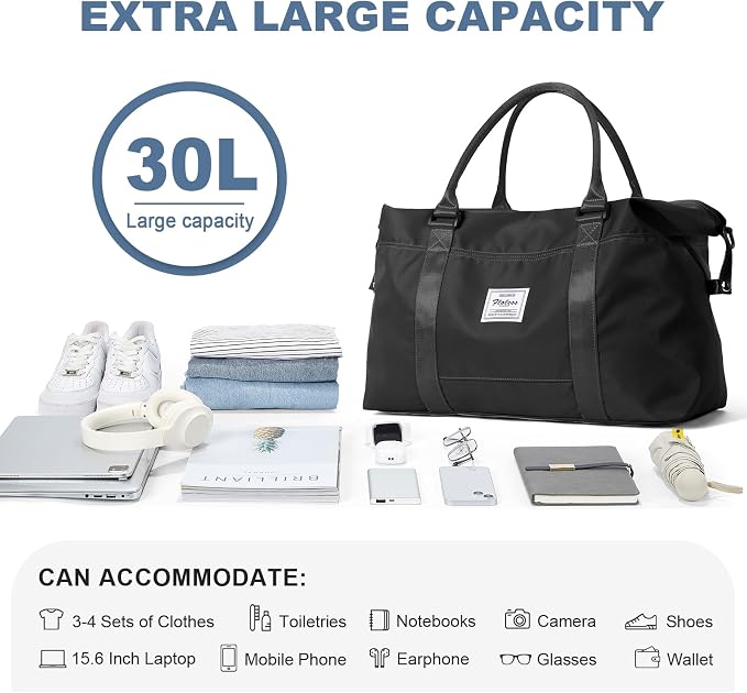 Travel Duffel Bag, Carry On Overnight Weekender Bags for Women | Travel Bag with Wet Pocket & Trolley Sleeve, For Spirit Airlines 18x14x8 Personal Item Bag - Image 3