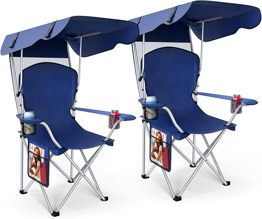 VTOY Portable Camping Chair with Canopy - Folding Chair with Canopy, Durable 600D Oxford Canopy Chair for Camping, Beach, Picnics, Fishing & Sports by VTOY