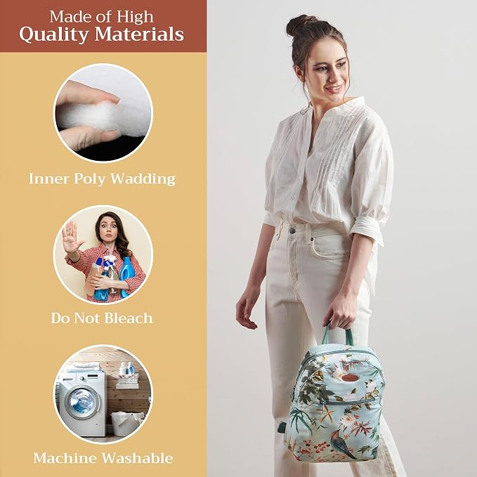 Maison d' Hermine Backpack for Women Men Cotton Shoulder Multipurpose Rucksack with Small Pouch Lightweight Multi Pocket Bag for Travel Work Beach Perfect for Spring Summer (Hokuzai - Blue) - Image 3