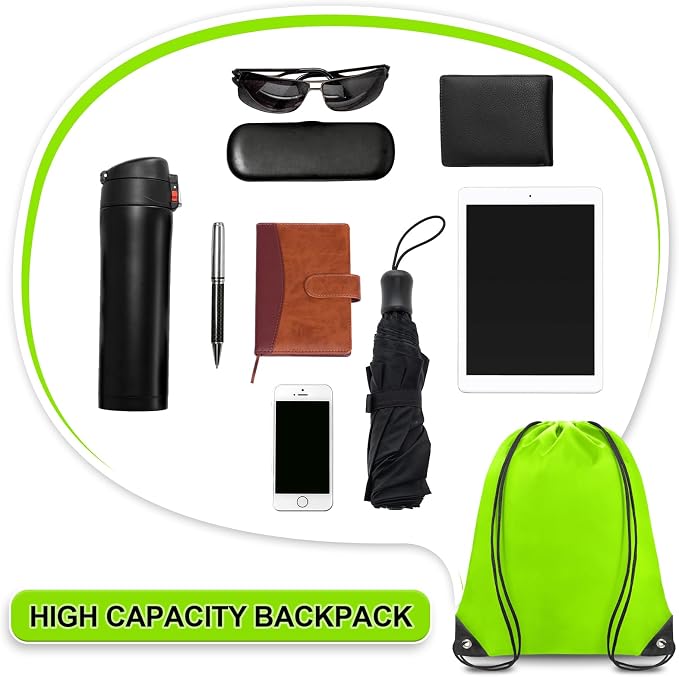 Grneric Drawstring Bags Bulk 14 Pcs Drawstring Backpack Bulk Cinch Bag Sackpack for Men Women Gym (Light Green) - Image 4