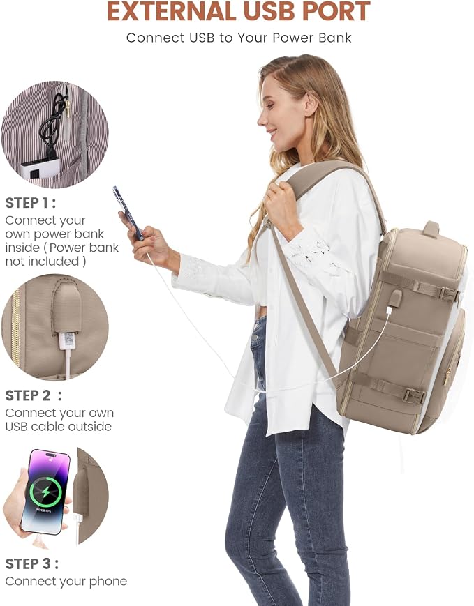 LOVEVOOK Travel Backpack for Women,40L Carry On Backpack for Airplanes,17.3 Inch Laptop Personal Item Travel Bag - Image 8