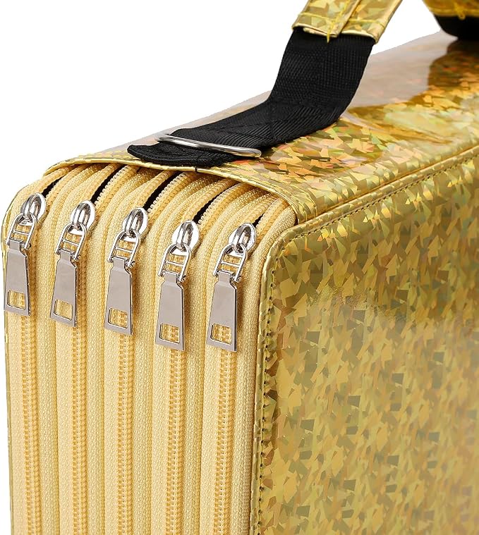 Large Capacity Colored Pencil Case - 600 Slots PU leather with Zipper Closure Portable Organizer for Watercolor Pencils Ideal for Artists（Yellow） - Image 4