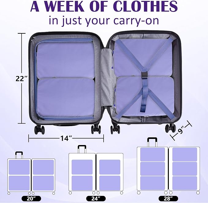 Large Compression Packing Cubes for Travel, 2 Set Compression Bags Travel Cubes for Packing Suitcase Organizer Luggage Organizer Bags Set, Purple - Image 5