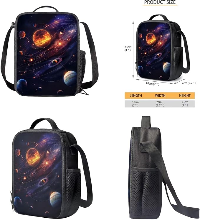 Space Galaxy Backpack for Boys Girls Backpack with Lunch Box Water Bottle Carrier with Strap and Soft Pencil Case 4PCS Set Bookbag with Compartments 17 inch Sturdy School Bag with for Kids - Image 5
