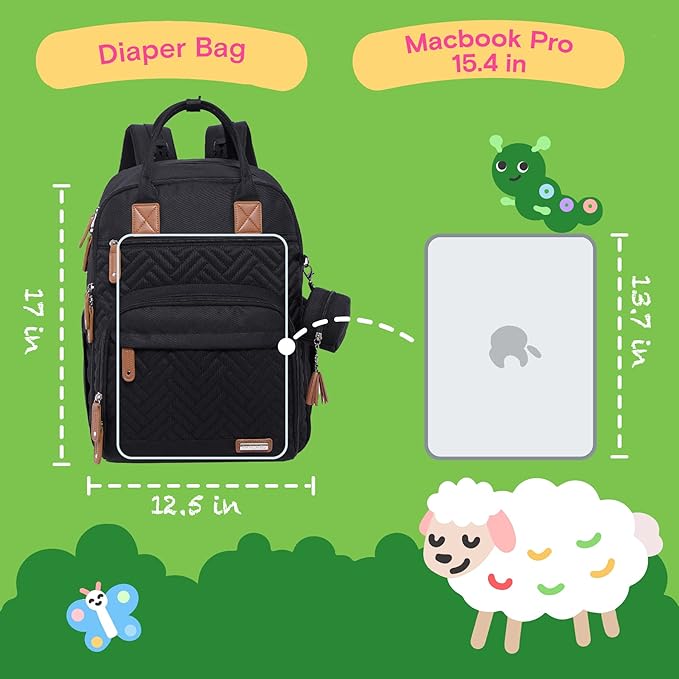 iniuniu Baby Diaper Bag Backpack, 4 in 1 kit Large Capacity Travel Backpack | Waterproof Backpack for Moms Dads,Travel Backpack with Pouch,Washable Changing Pad, Baby Essentials - Image 6