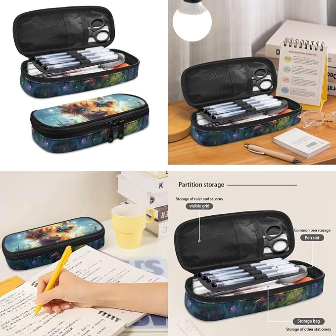 Highland Cow Backpack and Lunch Box Kids School Bag with Lunch Bag for Girls 10-12, 3 in 1 Book Bags Lunchboxes Pencil Case for School, School Backpacks for Primary Girl - Image 7