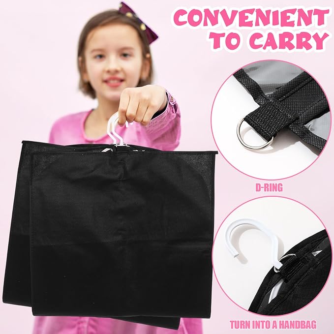 Windyun 10 Pack Garment Bags for Dance Costumes Kids 40 Inch Bags Hanging Clothes with 3 Clear Zipper Pocket Waterproof Garment Cover for Dance Competition, Travel, Closet Storage (Translucent Black) - Image 4