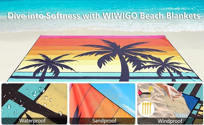 HIHOHO Beach Blanket Waterproof Sandproof Extra Large Beach Mat 79" X 83"/120"x108"for 1-8 Adults Quick Drying Durable Outdoor Picnic Mat for Beach Travel Camping Hiking - Image 5