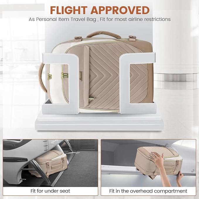 LOVEVOOK Travel Backpack for Women, TSA Approved Carry On Backpack with 2 Packing Cubes, Personal Item Backpack Fits 17 Inch Laptop, Weekender Water-resistant Daypack, Khaki-beige - Image 3