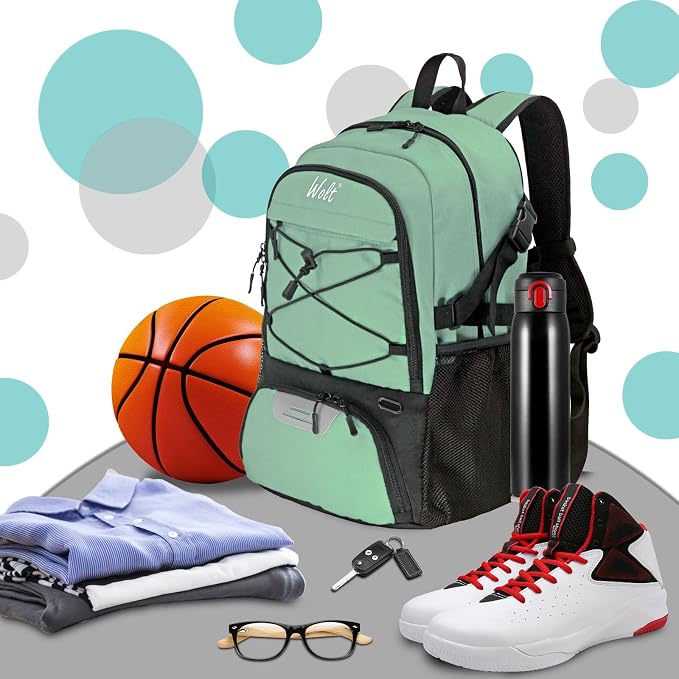 WOLT Basketball Backpack Large Sports Bag with Separate Ball Holder & Shoes Compartment, Best for Basketball, Soccer,Gym - Image 7