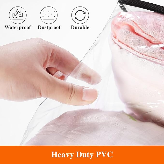 Vieshful 7 Pack Clear Comforter Storage Bag, 60L Clothes Storage Bag with Zipper Closet Organizer, Plastic Storage Containers Moving bags for Comforter, Blanket, Bedding, Duvet, Toys - Image 5