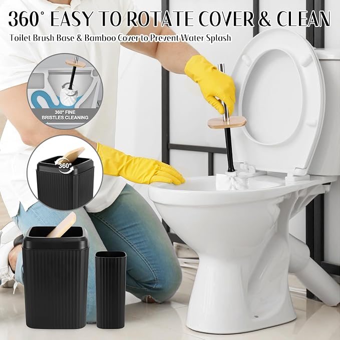XLHOMO Black Bathroom Accessories Set 17PCS Bathroom Set with 3PCS Soap Dispenser Bathroom Accessory Set Black Trash Can for Bathroom Decor - Image 4