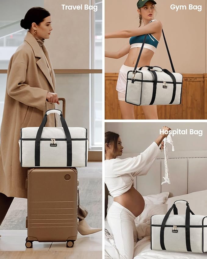 LOVEVOOK Travel Duffle Bag - Weekender & Overnight Bag with Toiletry & Wet Pocket, Carry-On Size, 3pc Set - Image 7