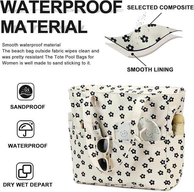 Bluboon Waterproof Beach Tote Pool Bags for Women Ladies Extra Large Carry On Bag With Wet Compartment for Weekender Travel - Image 4