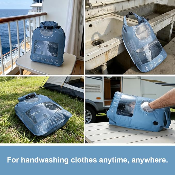 Portable Washing Bag Hand Wash Bag Travel Manual Washer RV Laundry Solution | Camping Washing Machine, Hand Washing Bag, Clothes Washer for Backpacking, Cruise and Vacation Essentials, Travel Washer Bag - Image 4