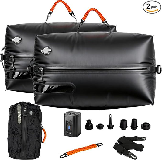 34L Vacuum Seal Bags for Clothing Travel - IP67waterproof & Reusable, Travel Vacuum Bags with Electric Pump,Compression Storage Bags for Camping/Luggage/Backpack Packing (2PC) by Unknown