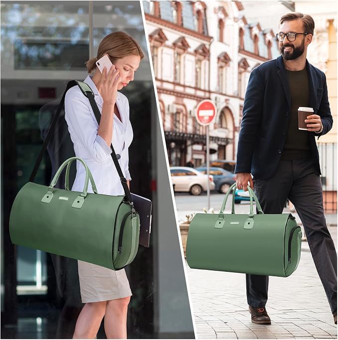 Modoker Eco-Friendly Convertible Garment Bags for Travel, Carry on Garment Duffel Bag for Women Men Weekender - 2 in 1 Hanging Suitcase Suit Travel Bags, Green - Image 6