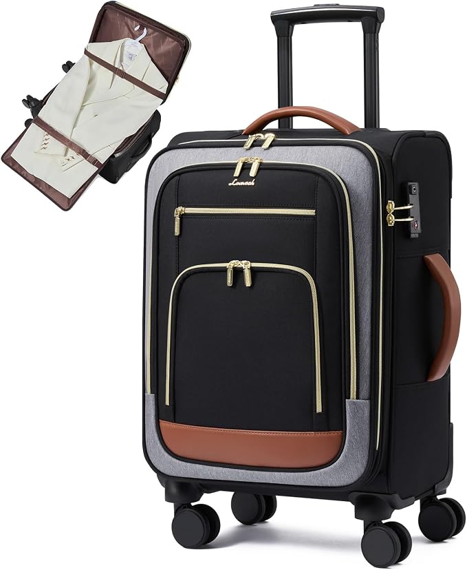 LOVEVOOK Carry on Luggage 22x14x9 Airline Approved, 22 Inch Large Rolling Suitcase with Garment Bag & Spinner Wheels, 49L Lightweight Underseat Carryon Luggage for Women Men Travel with TSA Lock by LOVEVOOK