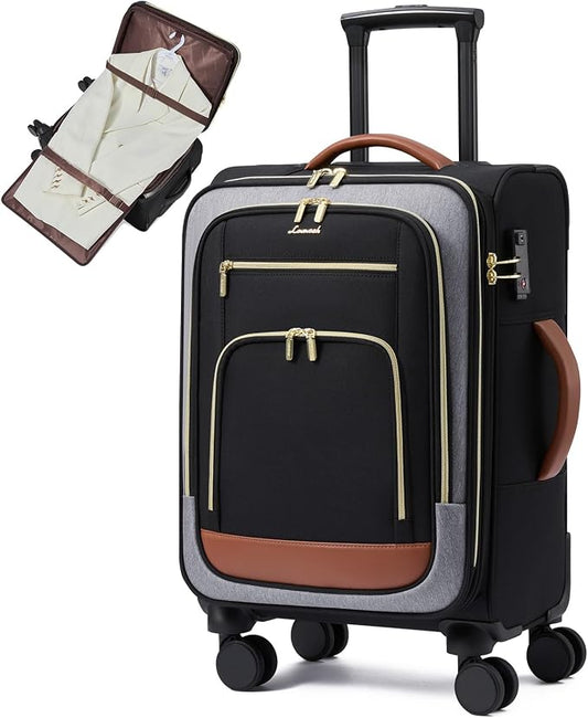 LOVEVOOK Carry on Luggage 22x14x9 Airline Approved, 22 Inch Large Rolling Suitcase with Garment Bag & Spinner Wheels, 49L Lightweight Underseat Carryon Luggage for Women Men Travel with TSA Lock by LOVEVOOK