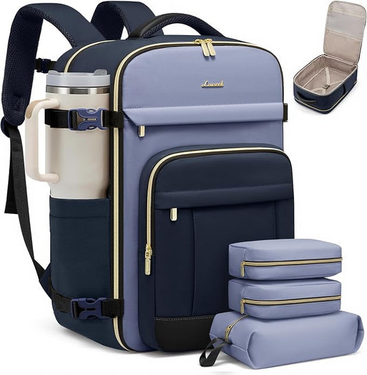 LOVEVOOK Travel Backpack for Women & Men - 17.3 Inch Carry On Backpack & Personal Item Backpack for Airlines, Spacious and Durable Design, with 3 Packing Cubes by LOVEVOOK
