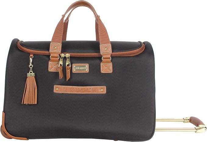 Steve Madden Designer Carry On Luggage Collection - Lightweight 20 Inch Duffel Bag- Weekender Overnight Business Travel Suitcase with 2- Rolling Spinner Wheels (Global Black) - Image 7