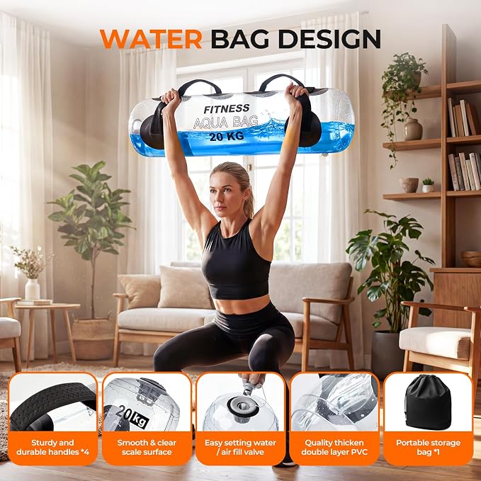Water Weights Aqua Bag, 44 lbs - Adjustable Portable Water Weight Workout Sandbag Alternative Stability Fitness Equipment for Strength Core Balance Training Full Body Exercise Home Gym - Image 4