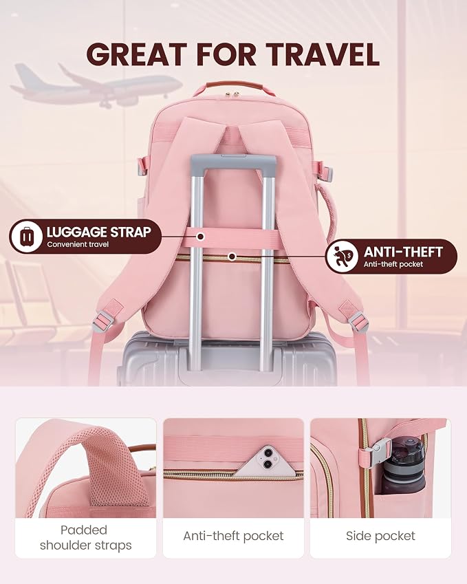 LOVEVOOK 40L Travel Backpack Flight Approved Carry on Backpack,3 Packing Cubes,Waterproof Personal Item Travel Bag,TSA Carry on Luggage Suitcase Travel Essentials,Gifts for Women & Men,fits 17" Laptop - Image 6