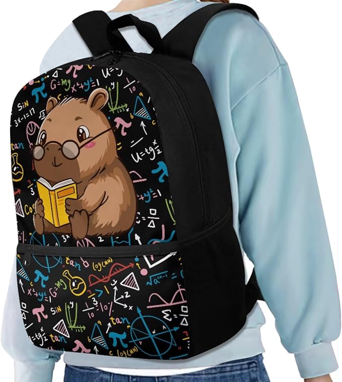 Capybara and Books 3 Pieces Kids Backpack Set Girls Boys Bookbag with Lunch Bag and Pencil Case School Bags for Elementary Primary Student - Image 5