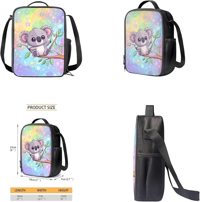 Cute Koala Backpack for Girls Kids Backpack with Lunch Box Water Bottle Carrier with Strap and Big Pencil Case 4PCS Set Bookbag with Front Pocket for School 17" Sturdy Elementary School Bag - Image 4