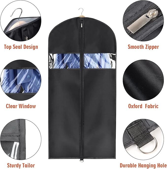 Univivi Lightweight Garment Bag Suit Bag for Storage and Travel (24"X50"-5pcs - Oxford) - Image 3
