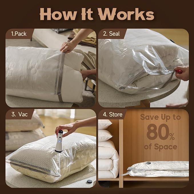 Vacbird 15 Jumbo Size Vacuum Bags for Clothes Storage,Space Saver for Luggage Packing and Moving,Vacuum Sealed Bags for Clothing, Bedding, Blankets and Comforters - Image 4