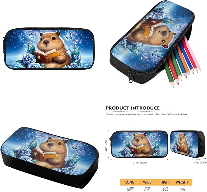 Cute Capybara Backpack Girls 4 Piece School Bag Set with Lunch Box and Pencil Case Kids Back to School Reading Animal Bookbag with Adjustable Padded Strap, 17 Inch - Image 6