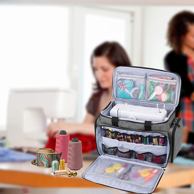 LUXJA Sewing Machine Case with Removable Padding Pad, Gray | Travel Case for Most Standard Sewing Machines & Accessories, Bag Only - Image 8