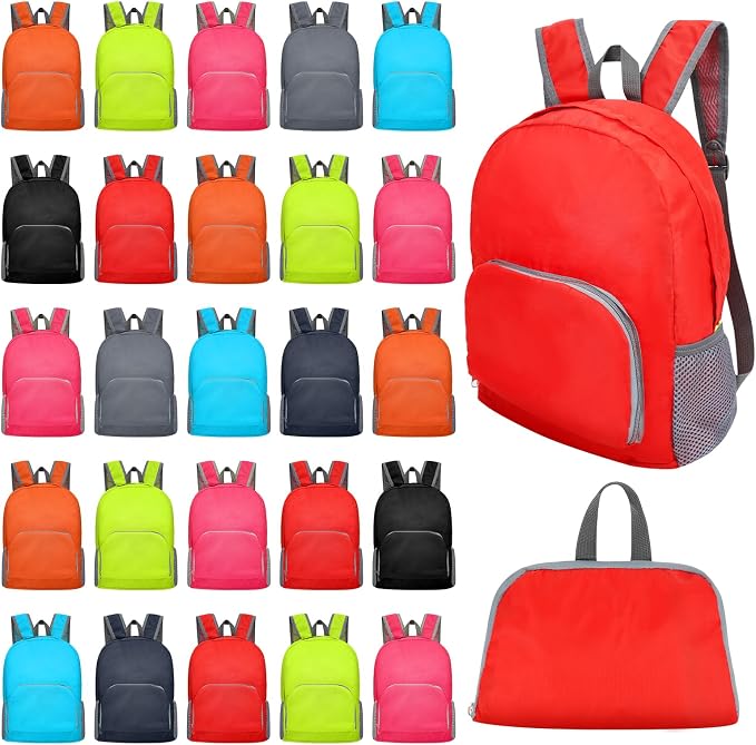 48 Pcs 17 Inch Backpack in Bulk Foldable Classic Back Packs Colorful Book Bags Assorted Colors Lightweight Bookbags for Outdoor Travel Student School Supply 8 Colors by AllThemedPartyDecorations
